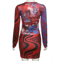 Red Ruby | Abstract Print Skirt Set